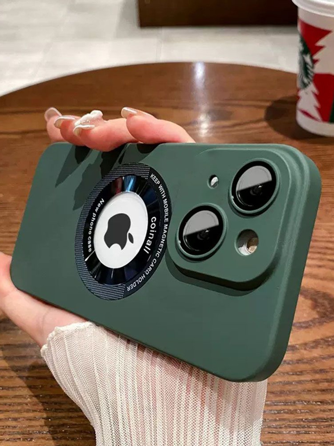 

Luxury Kase Solid Printed iPhone 14 Plus Back Case Mobile Accessories, Green