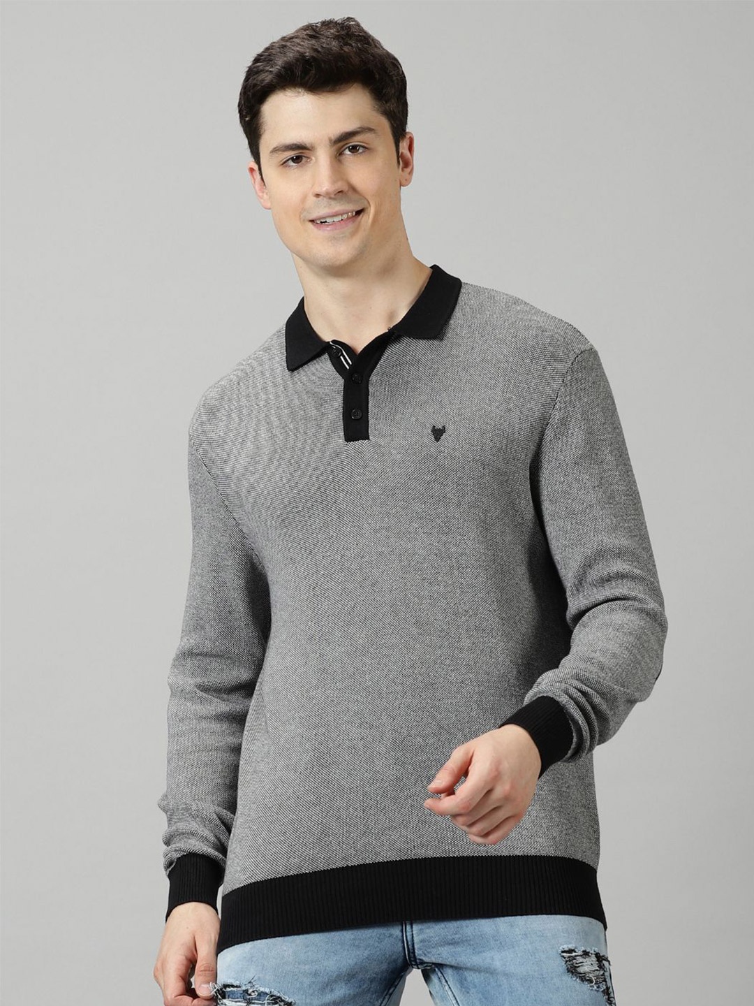 

BLACK BUCK Polo Collared Sweater, Grey