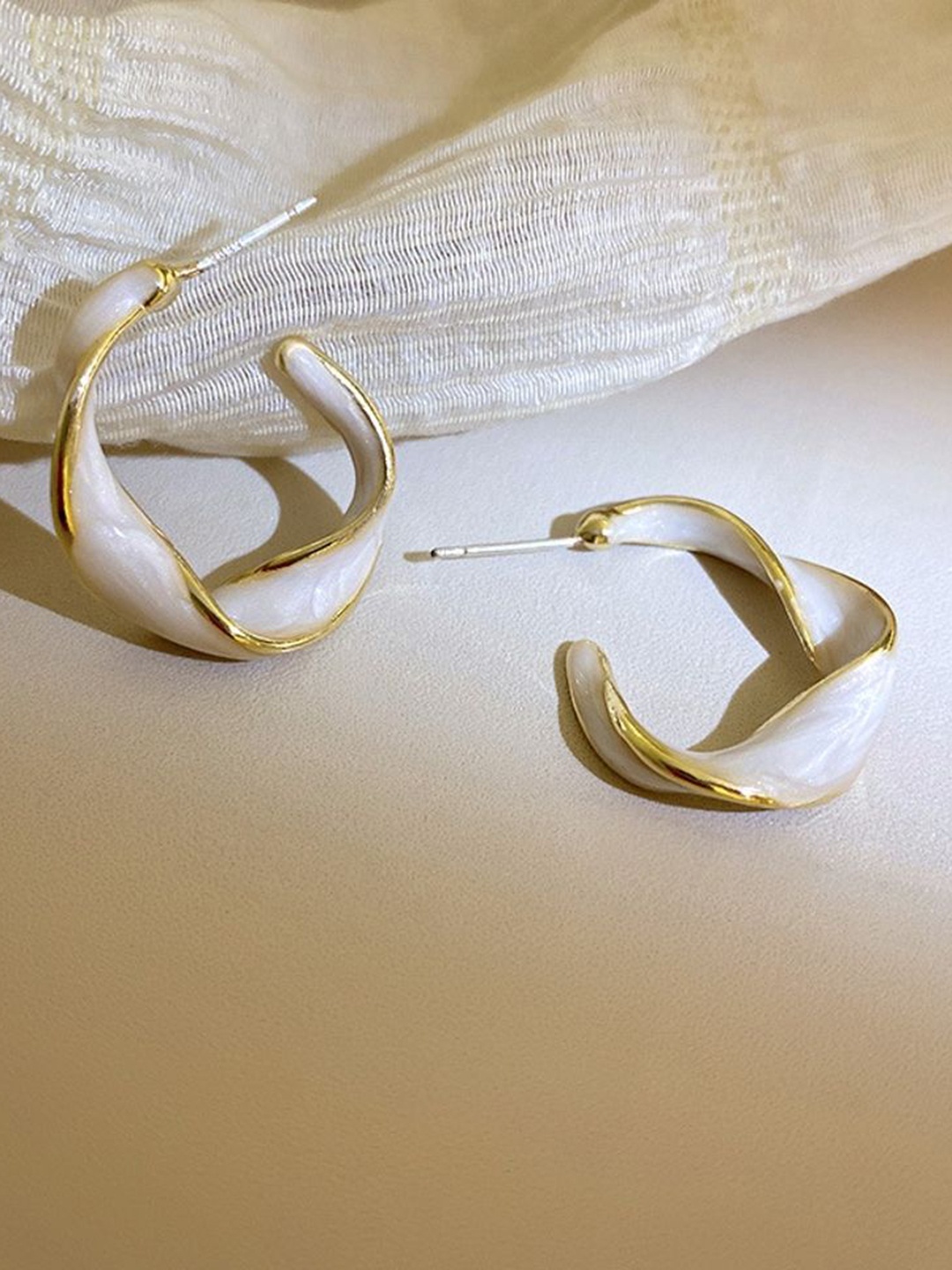 

Celestique Contemporary Hoop Earrings, White