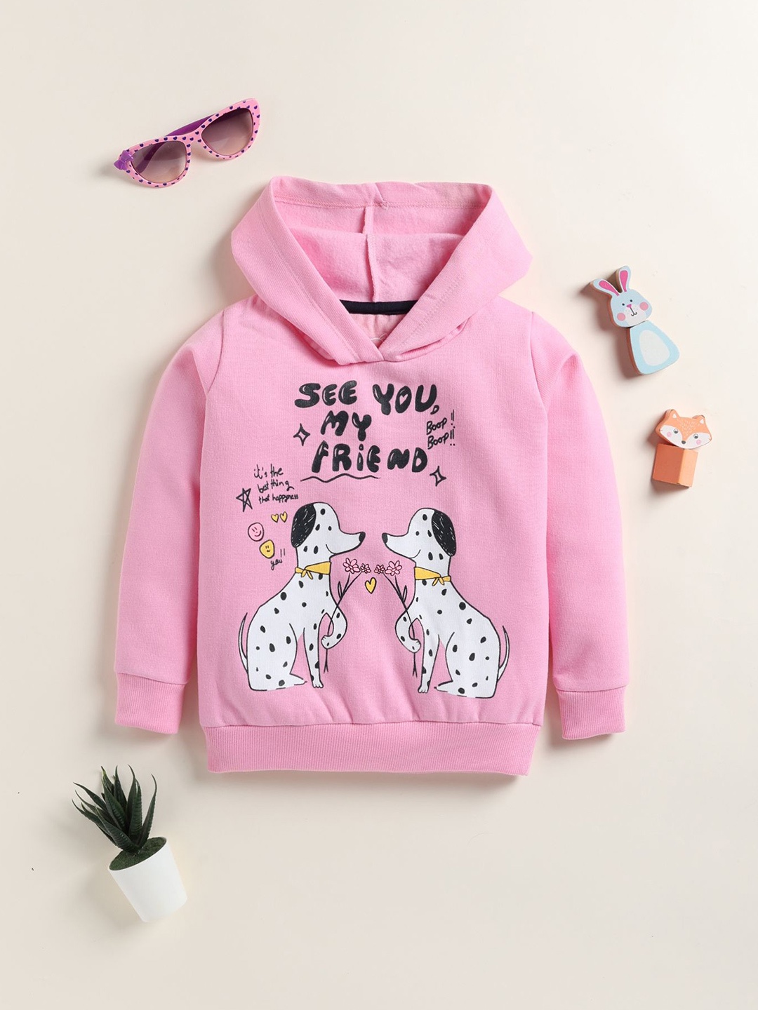 

YK Boys Printed Hooded Full Sleeves Pullover Sweatshirt, Pink
