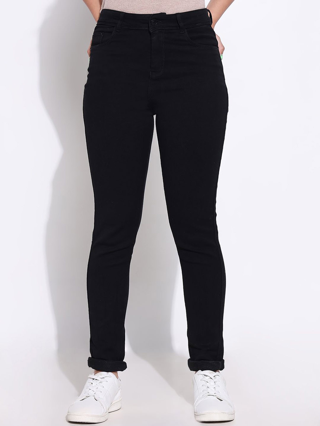 

SHOWOFF Women Comfort Slim Fit Acid Wash Stretchable Jeans, Black