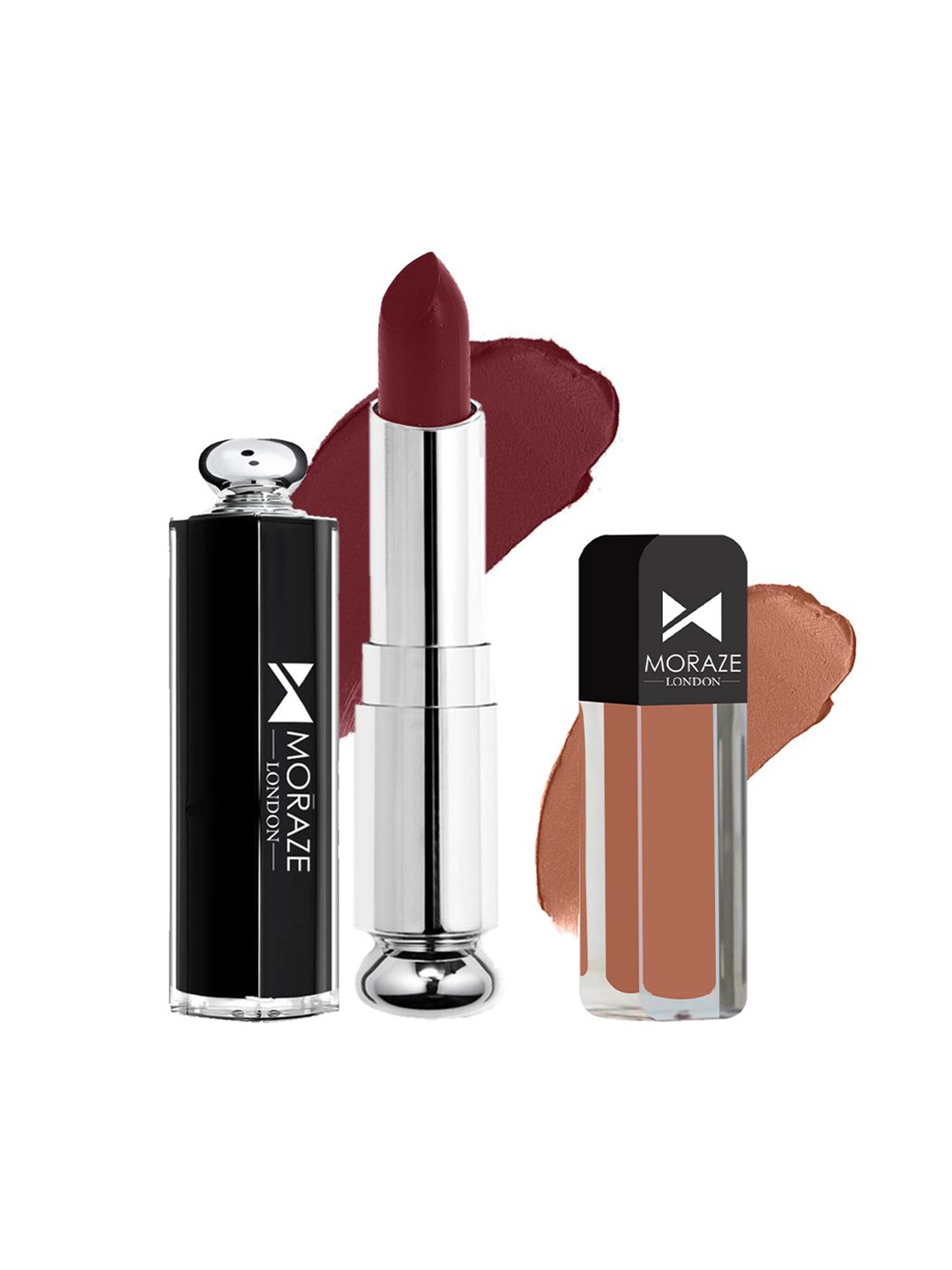 

Moraze London Set Of 2 Waterproof Matte Lipstick - 6 ml Each -Velvet - Lovewave, Brown