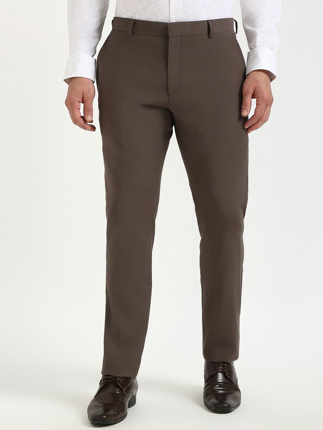 

Tommy Hilfiger Men Mid-Rise Regular Fit Formal Trousers, Beige