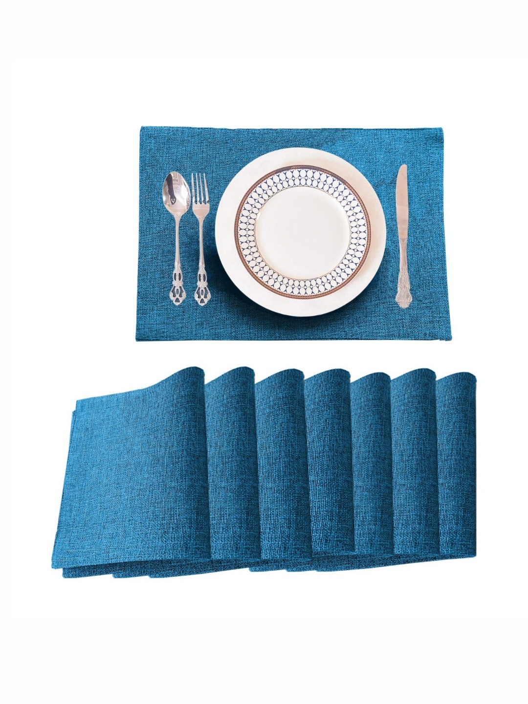 

Lushomes Turquoise Blue 8 Pieces Table Placemats