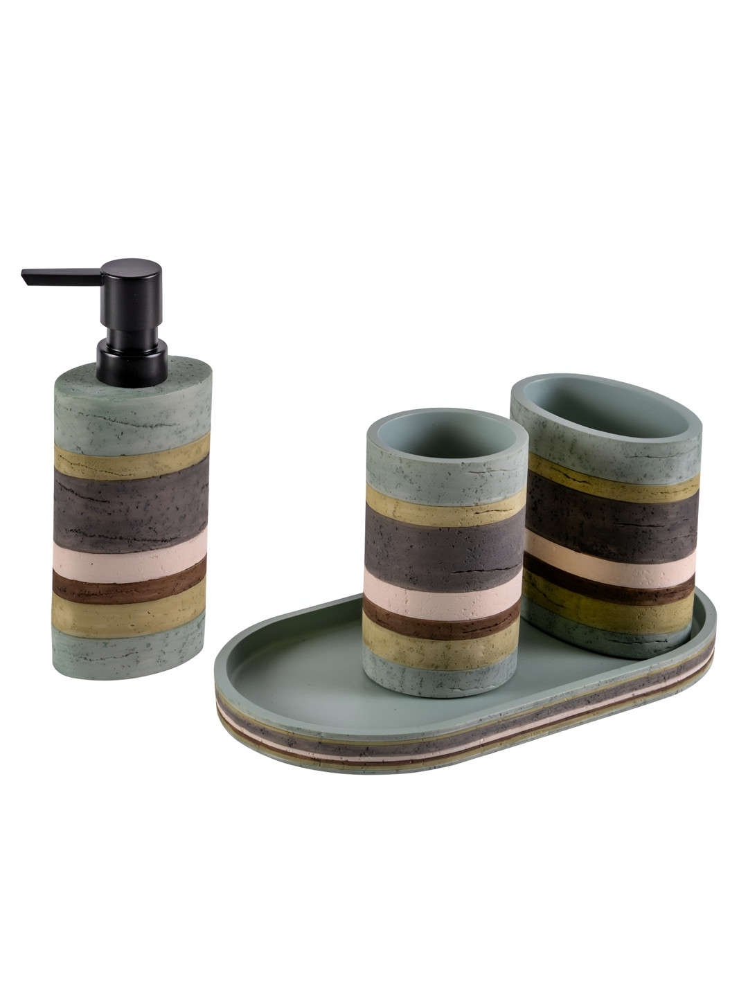 

Freelance Multicoloured 4 piece Striped Polyresin Bath Accessories Set, Multi