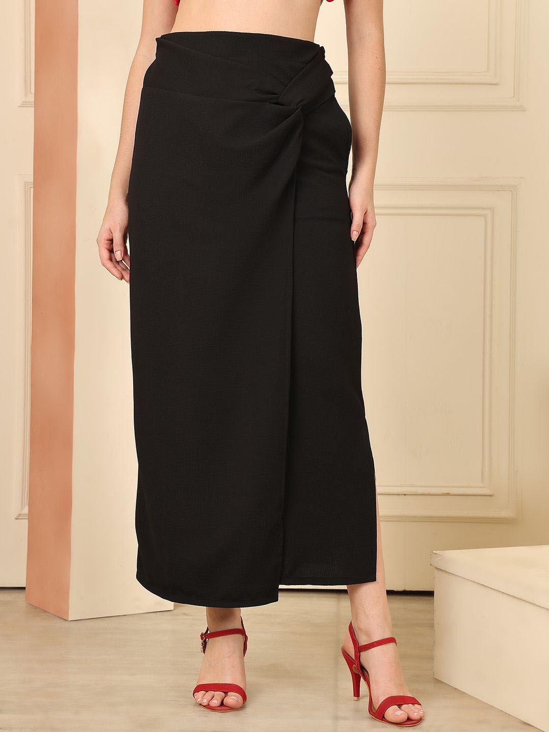 

NEUDIS Straight Midi Skirt, Black