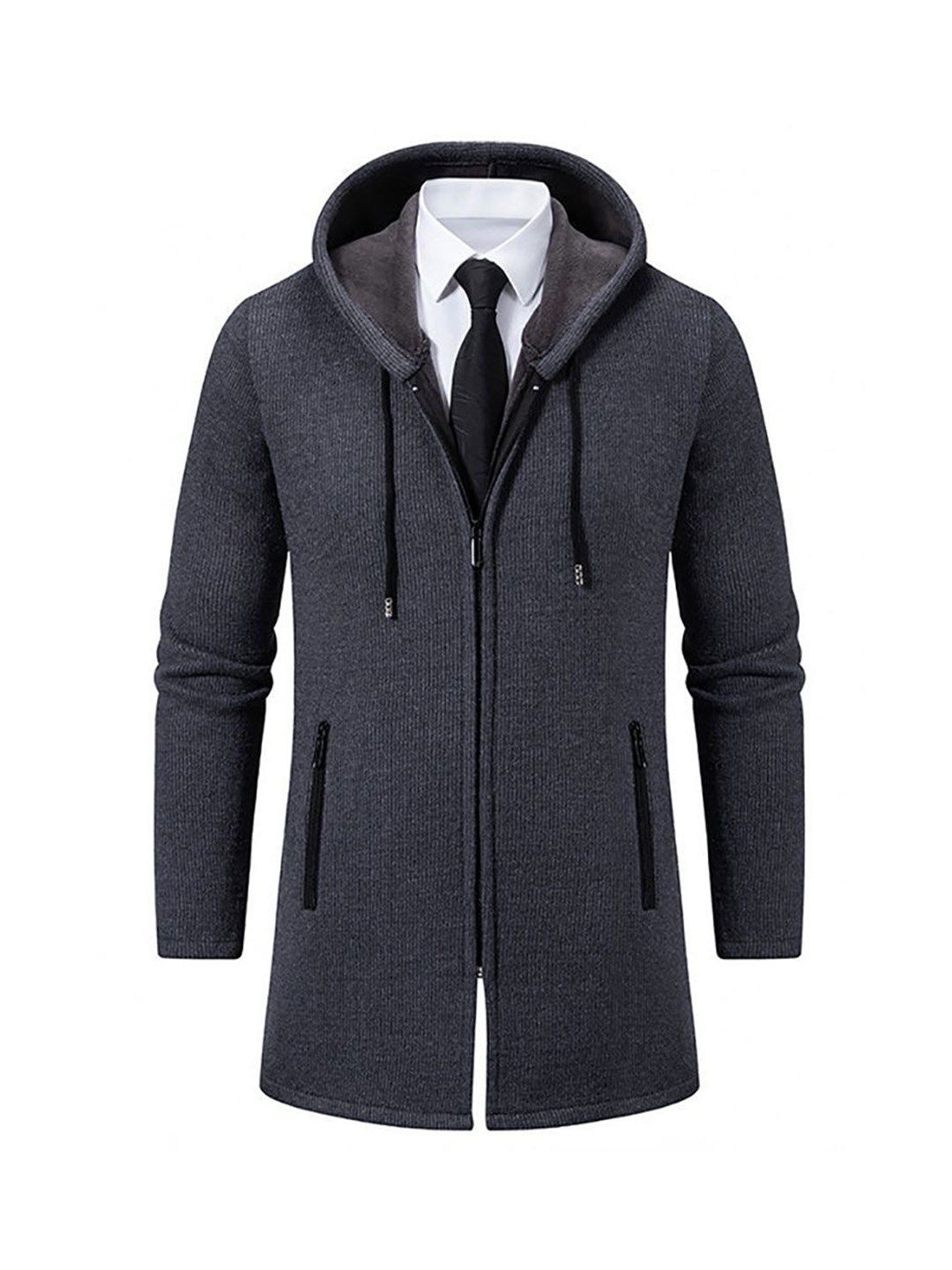 

StyleCast x Revolte Men Longline Hooded Overcoat, Grey