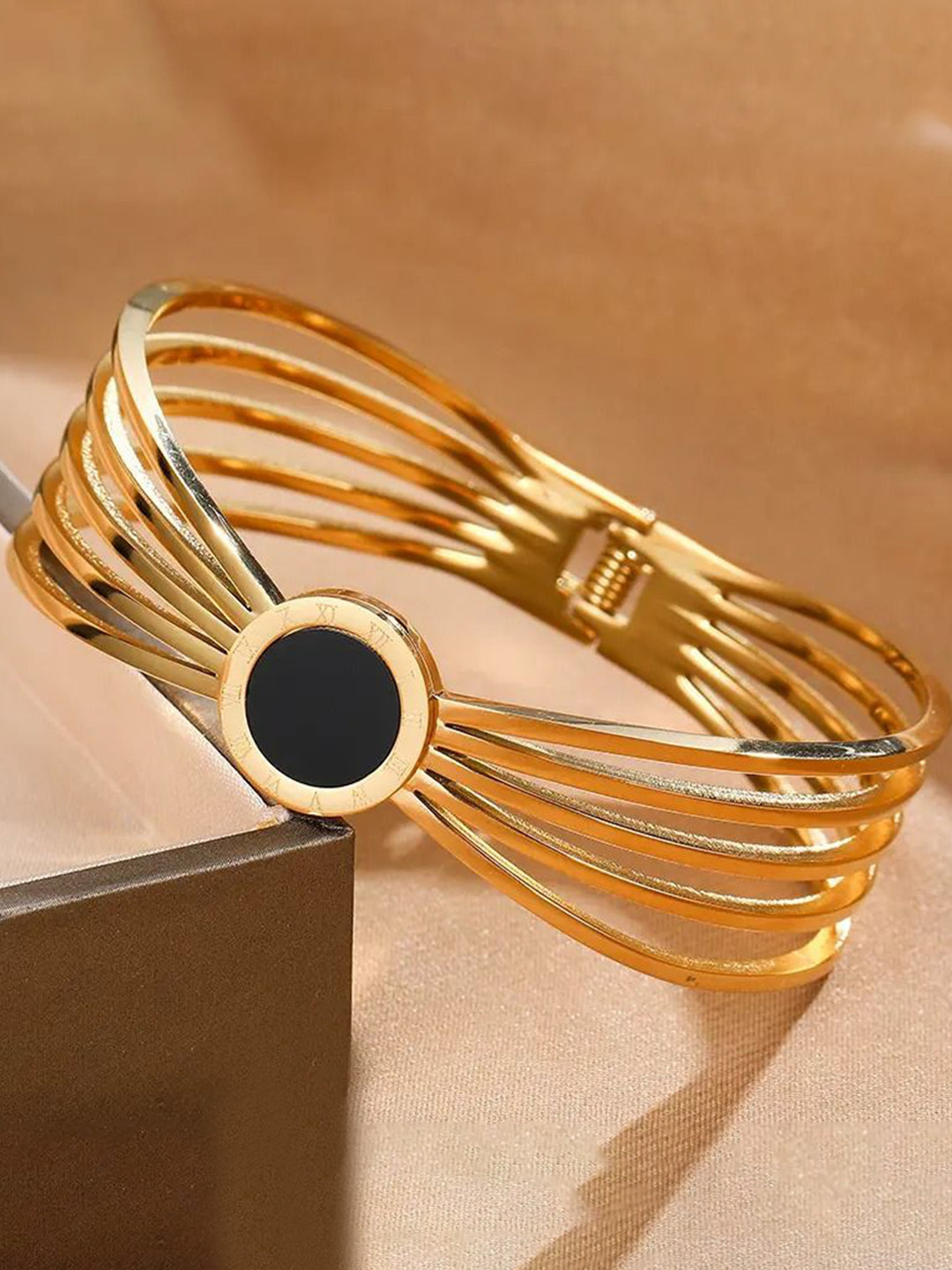 

MEENAZ Women American Diamond Antique Gold-Plated Bangle-Style Bracelet