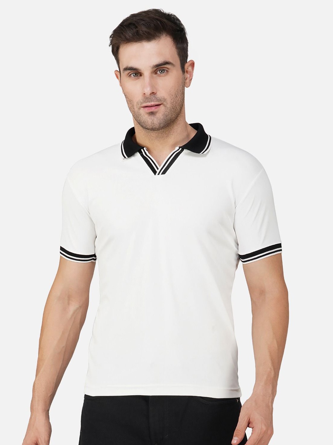 

Elibolz Men Polo Collar Pockets T-shirt, Black