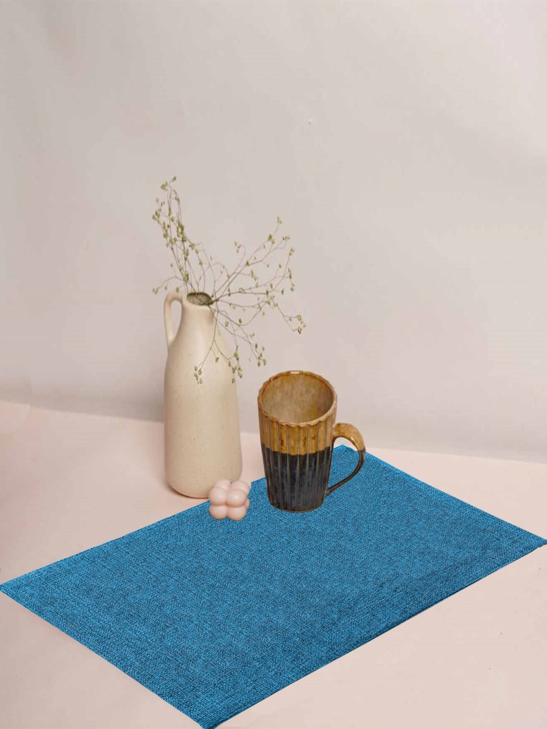 

Lushomes Turquoise Blue 4 Pieces Cotton Rectangle Table Placemats
