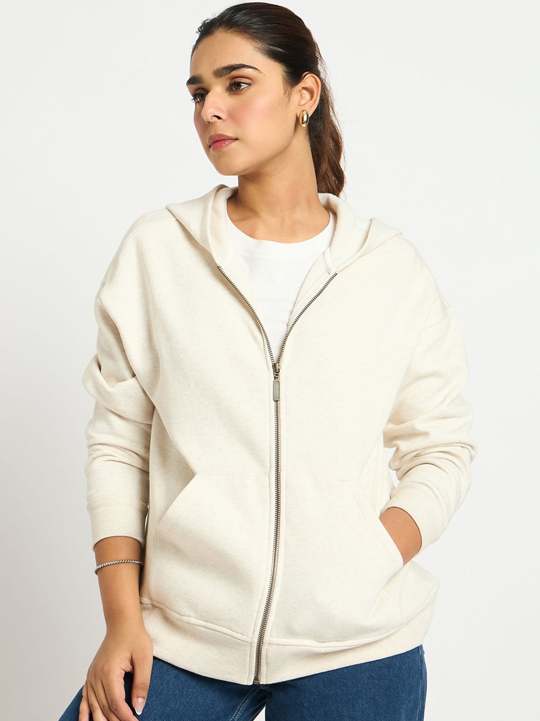 

FEMMELLA Women Hooded Sweatshirt, Grey melange