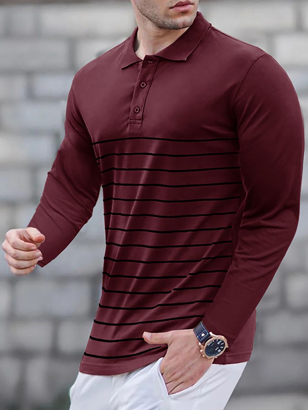 

StyleCast x Revolte Men Polo Collar T-shirt, Maroon