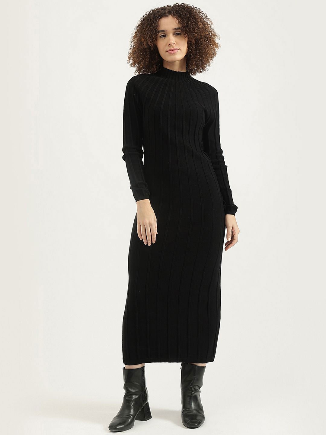 

United Colors of Benetton Print Midi Dress, Black