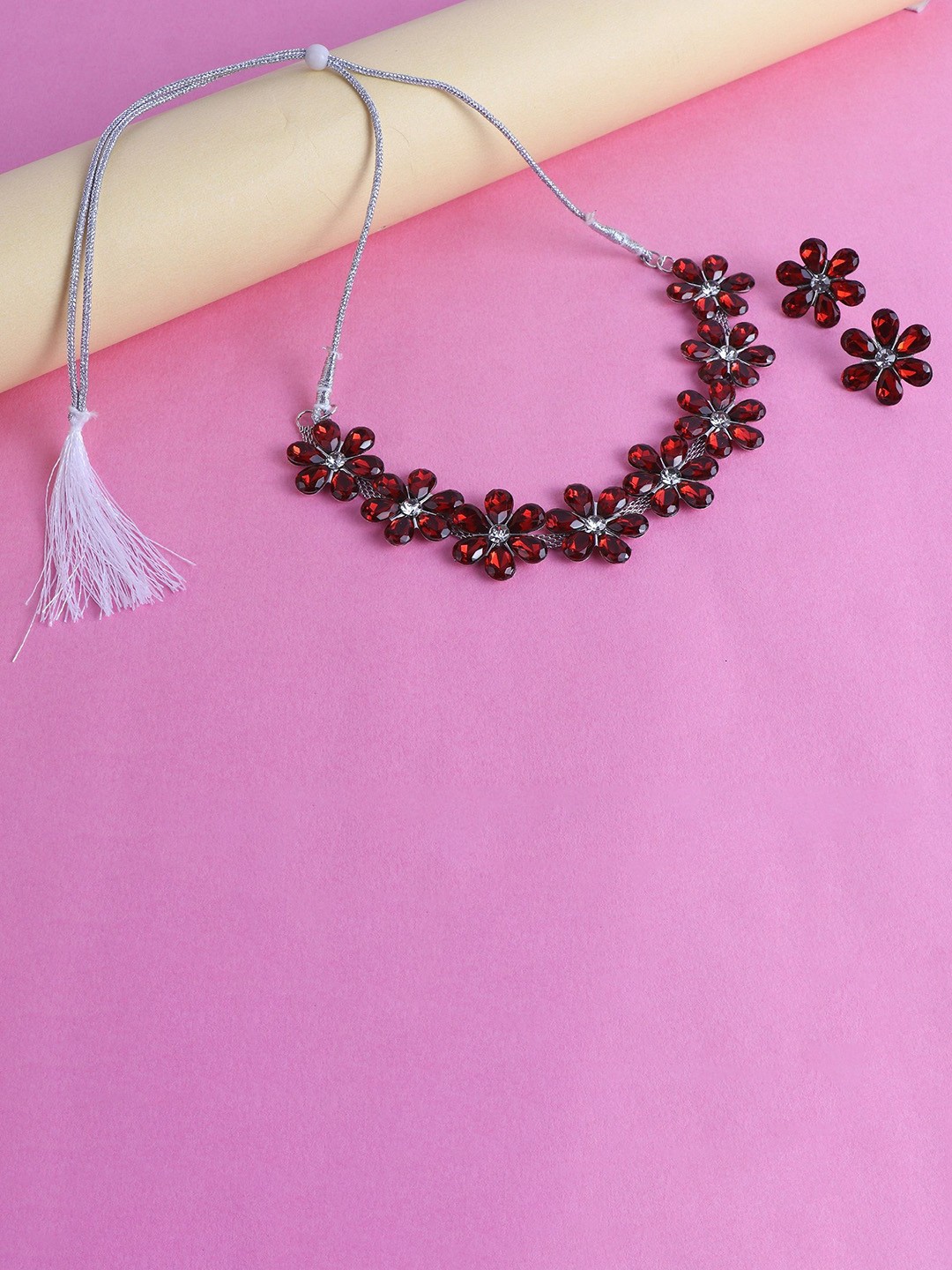 

Keviv Silver-Plated Stone-Studded Jewellery Set