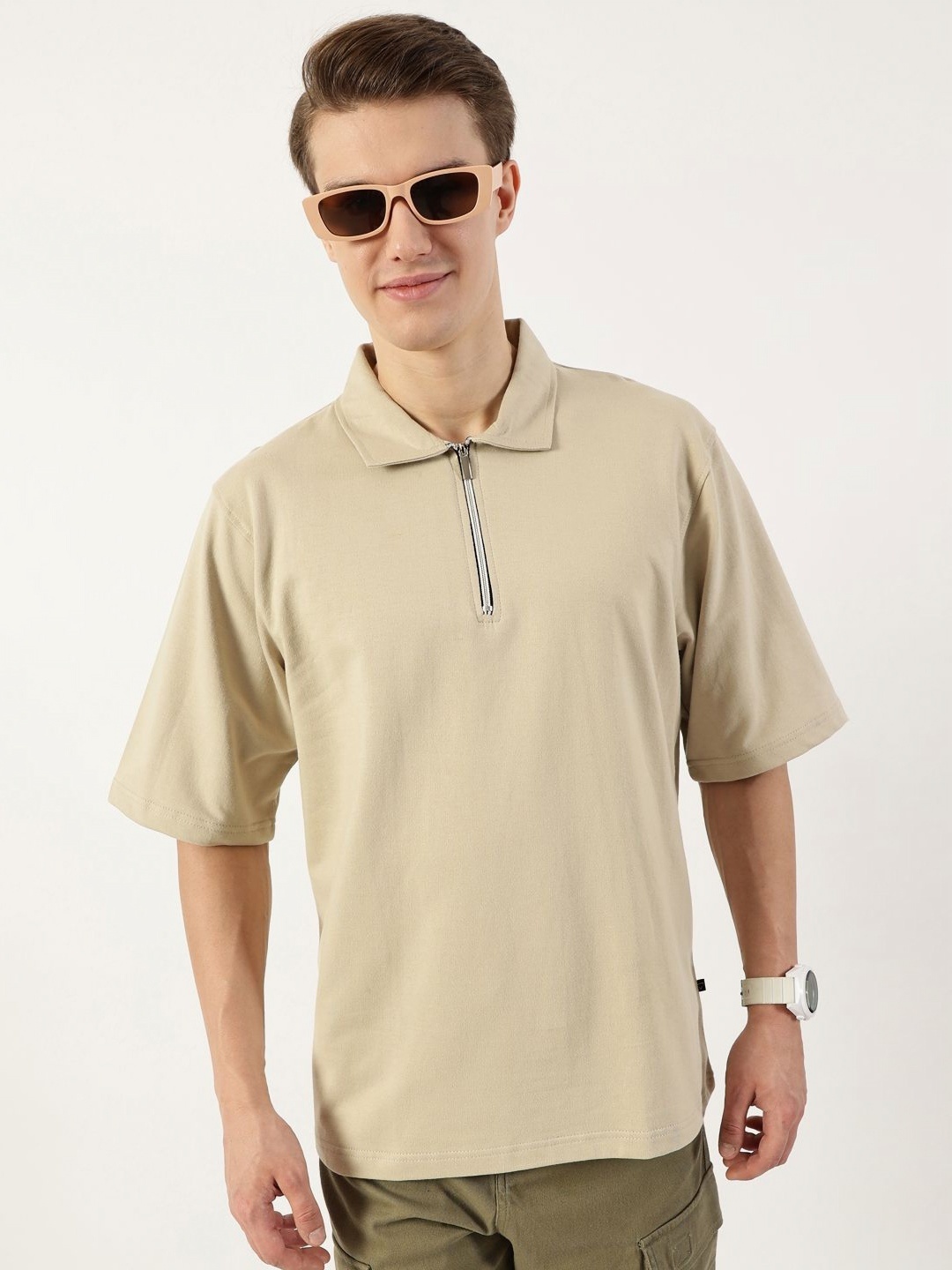 

Thomas Scott Men Polo Collar Bio Finish T-shirt, Beige