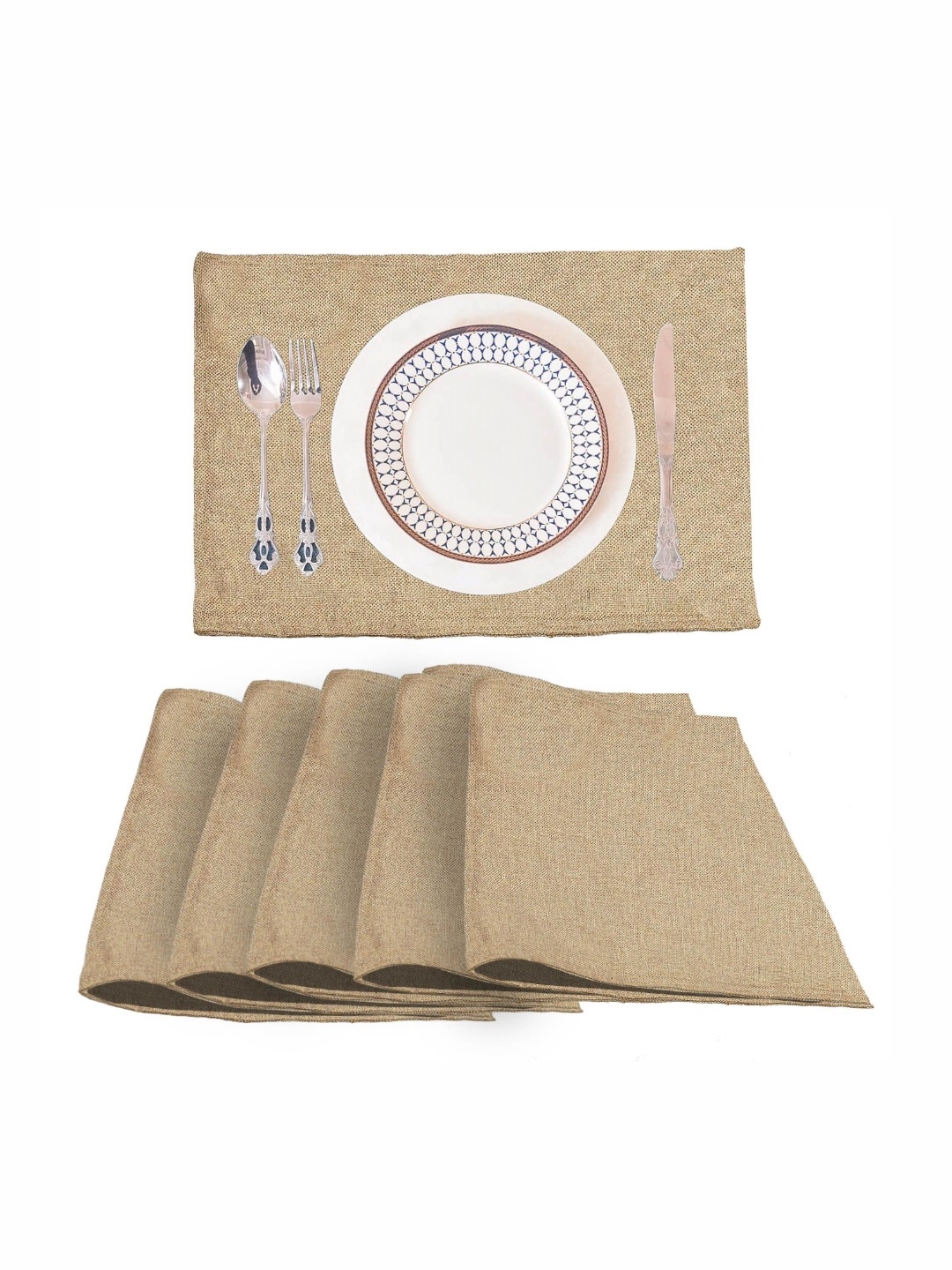 

Lushomes Beige 6 Pieces Jute Table Placemats