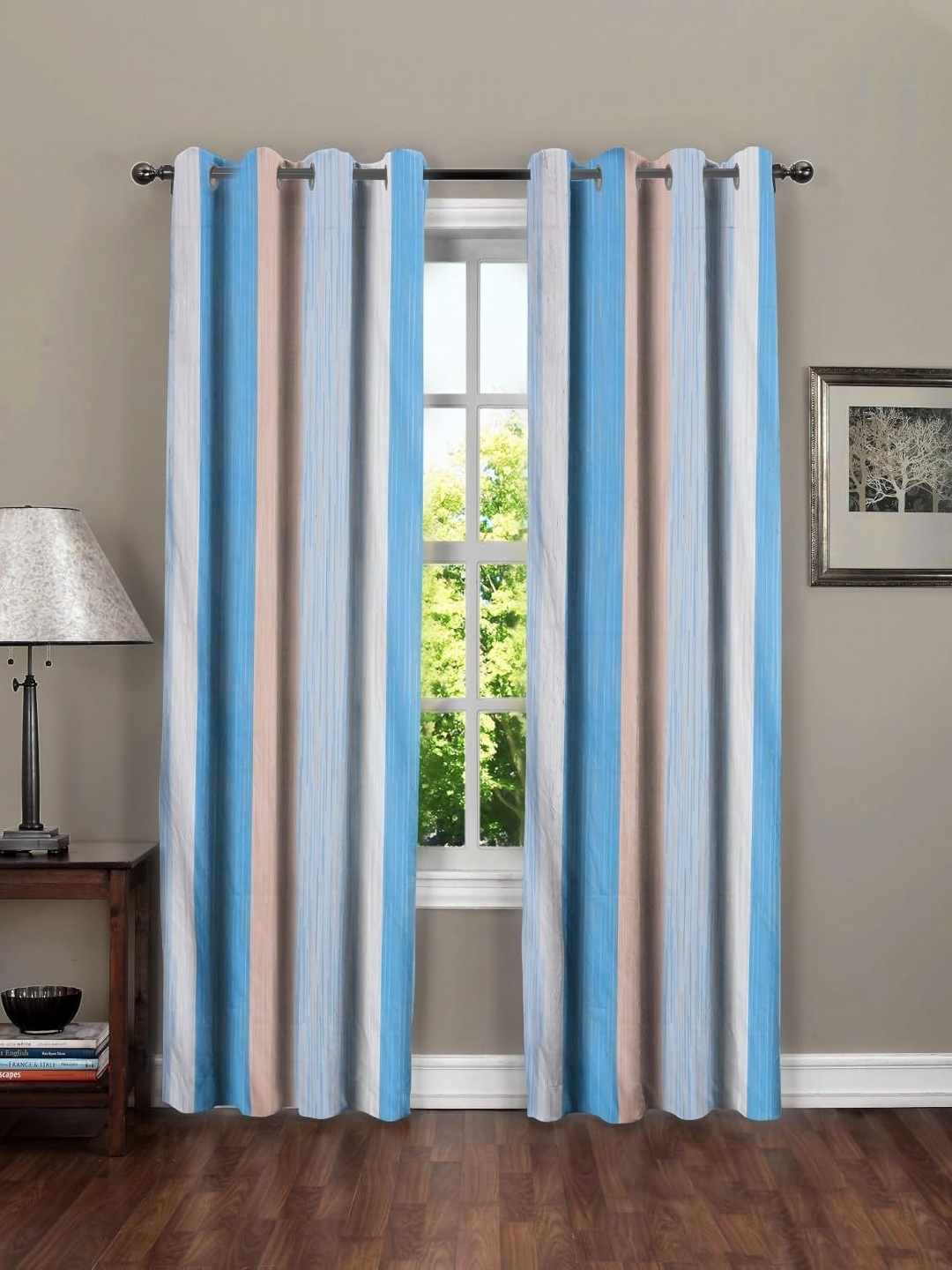 

Myntra Elegant Homes Blue & Coral Set of 2 Striped Door