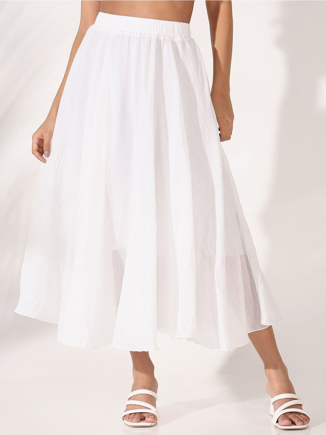 

SHOWOFF Flared Midi Skirt, White