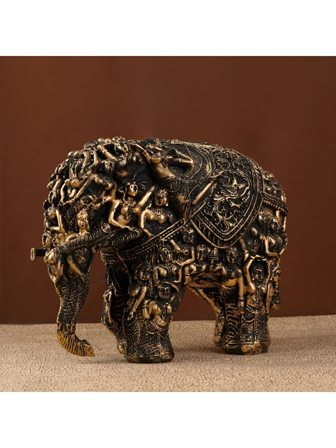 

NAYRA HANDICRAFTS Gold-Toned & Black Elephant Idol Showpiece