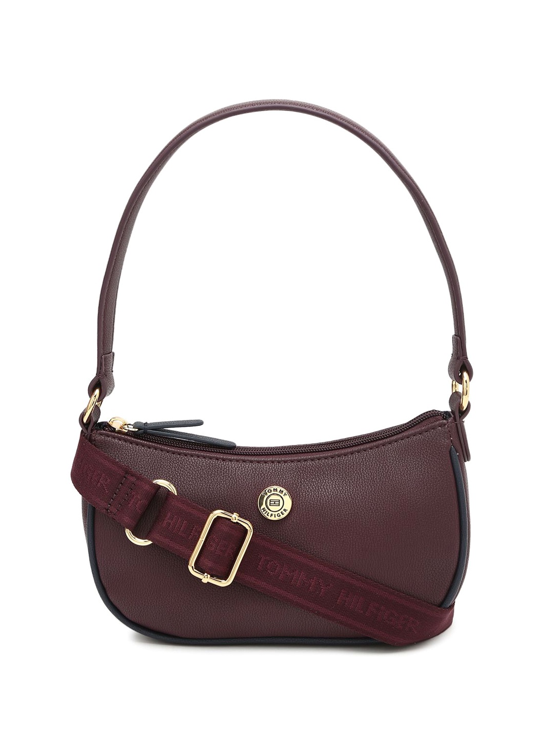 

Tommy Hilfiger PU Structured Sling Bag with Cut Work, Red
