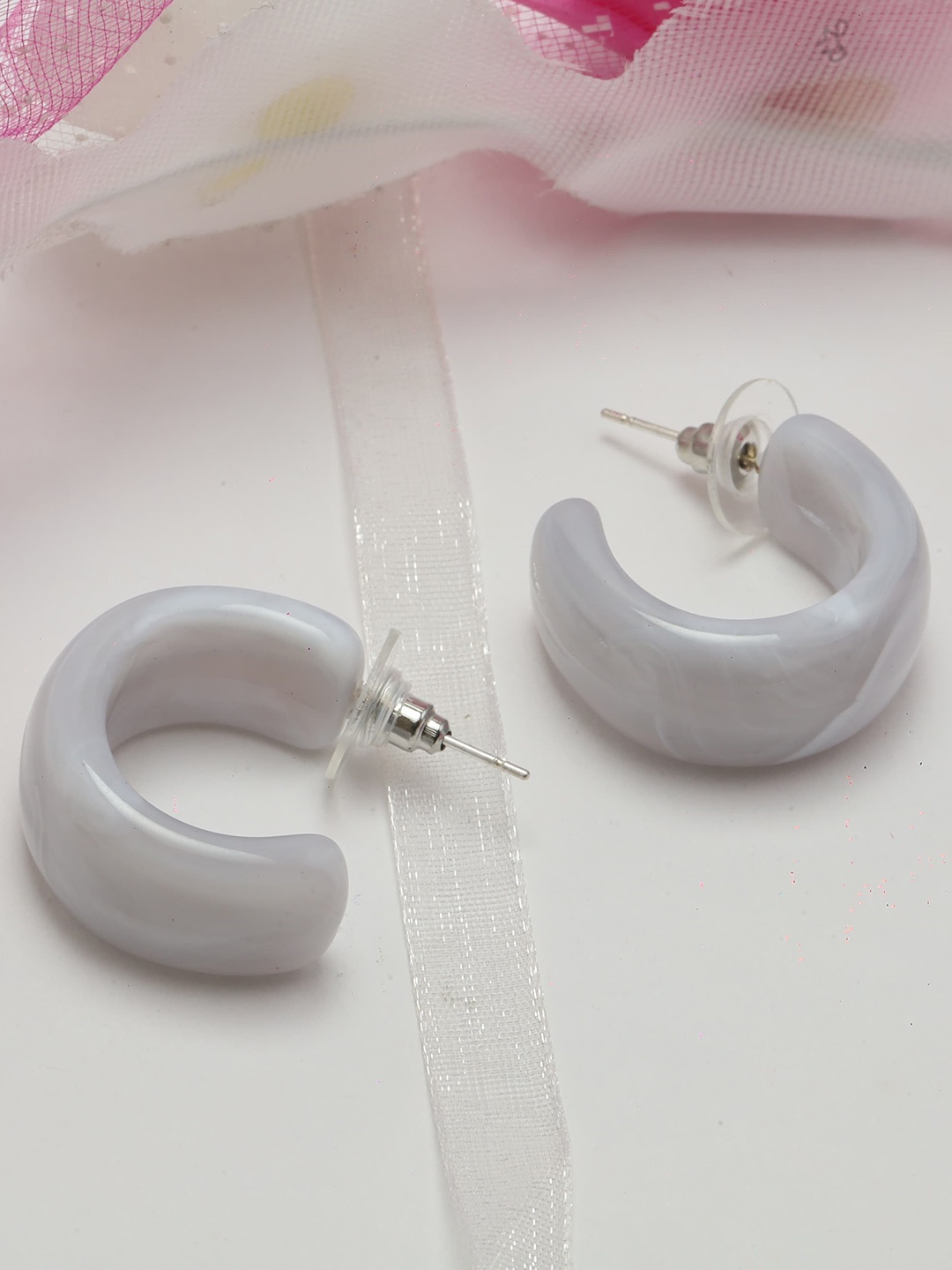 

Maansh Contemporary Half Hoop Earrings, Grey