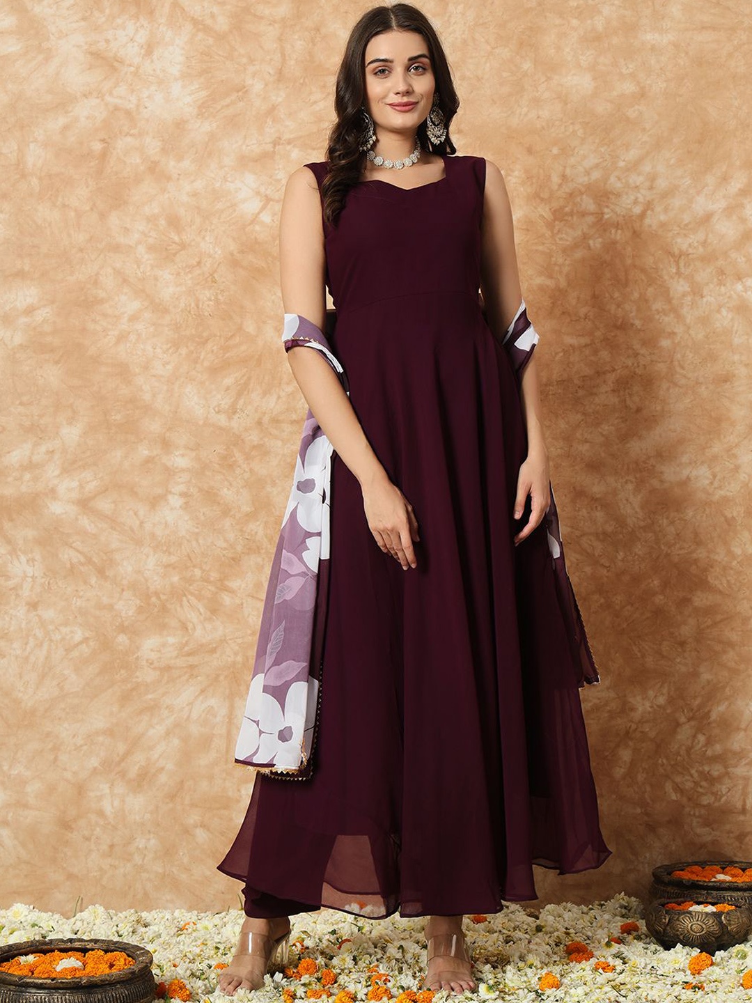 

Fashionuma Women Regular Kurta with Trousers & With Dupatta, Purple