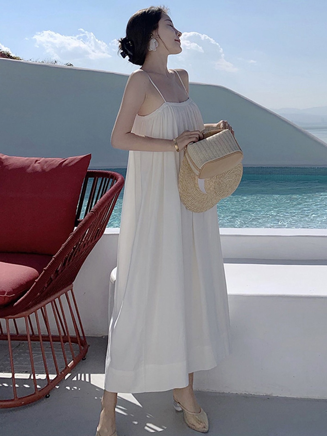 

LULU & SKY Women Shoulder Straps Maxi Dress, White