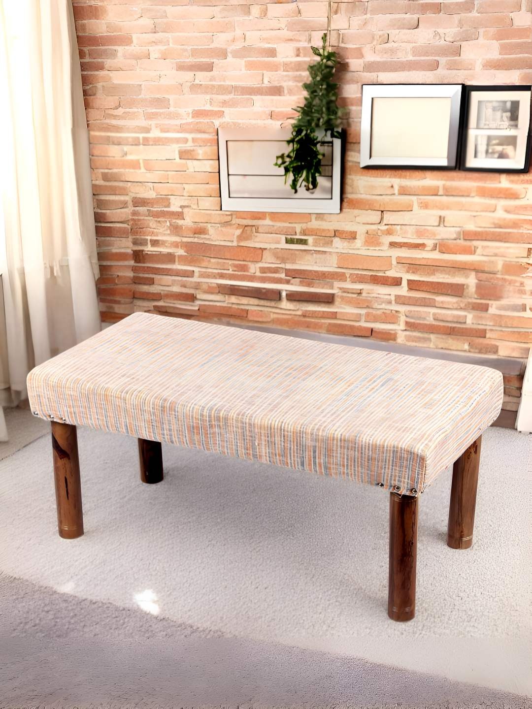 

Ikiriya Beige & Brown Printed Wood Parisian 2 Seater Bench