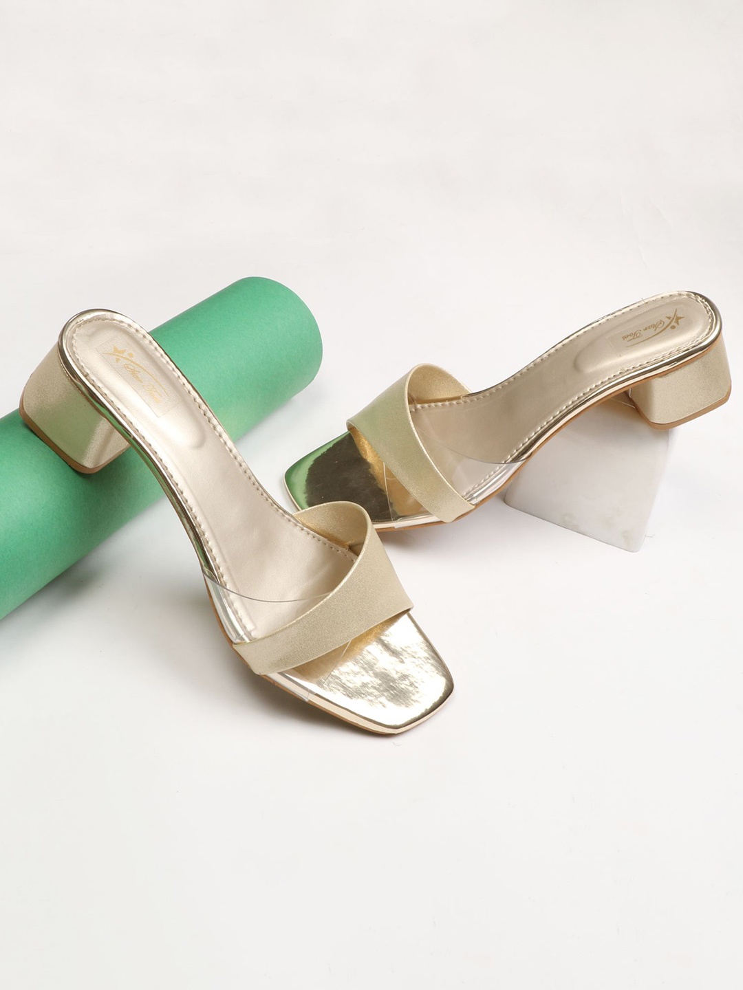 

STARTOES Women Block Heel Sandals, Gold