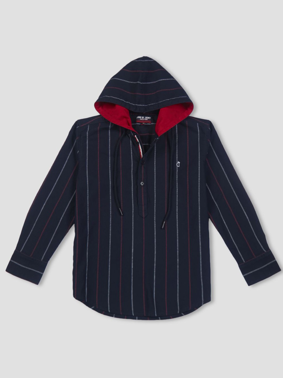 

Gini and Jony Boys Standard Opaque Striped Casual Shirt, Navy blue