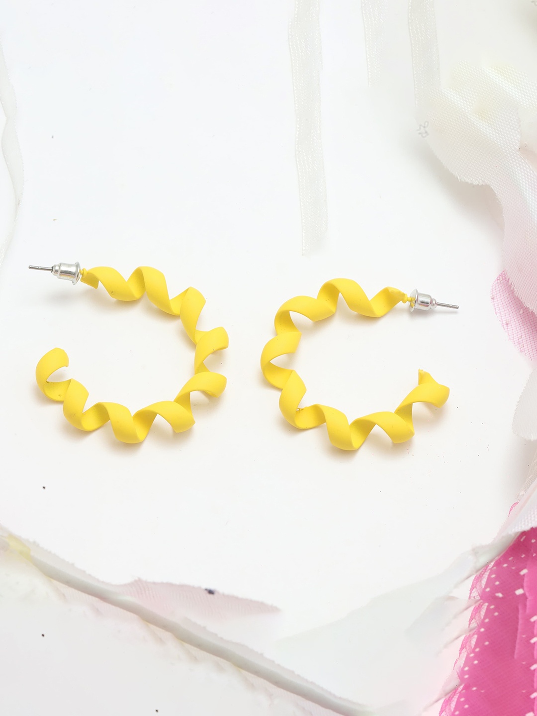 

Maansh Contemporary Half Hoop Earrings, Yellow