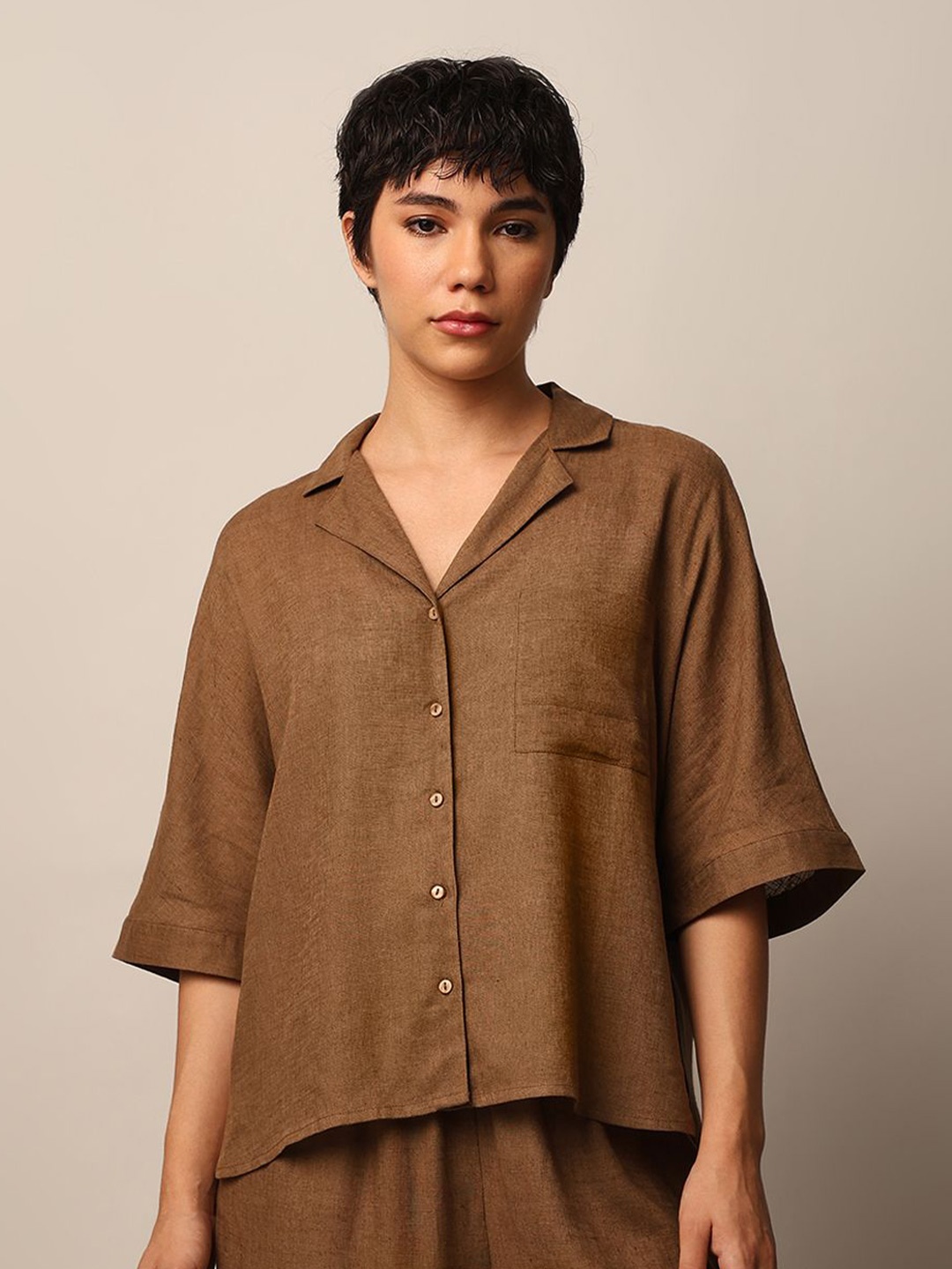 

ONLY Women Opaque Casual Shirt, Brown