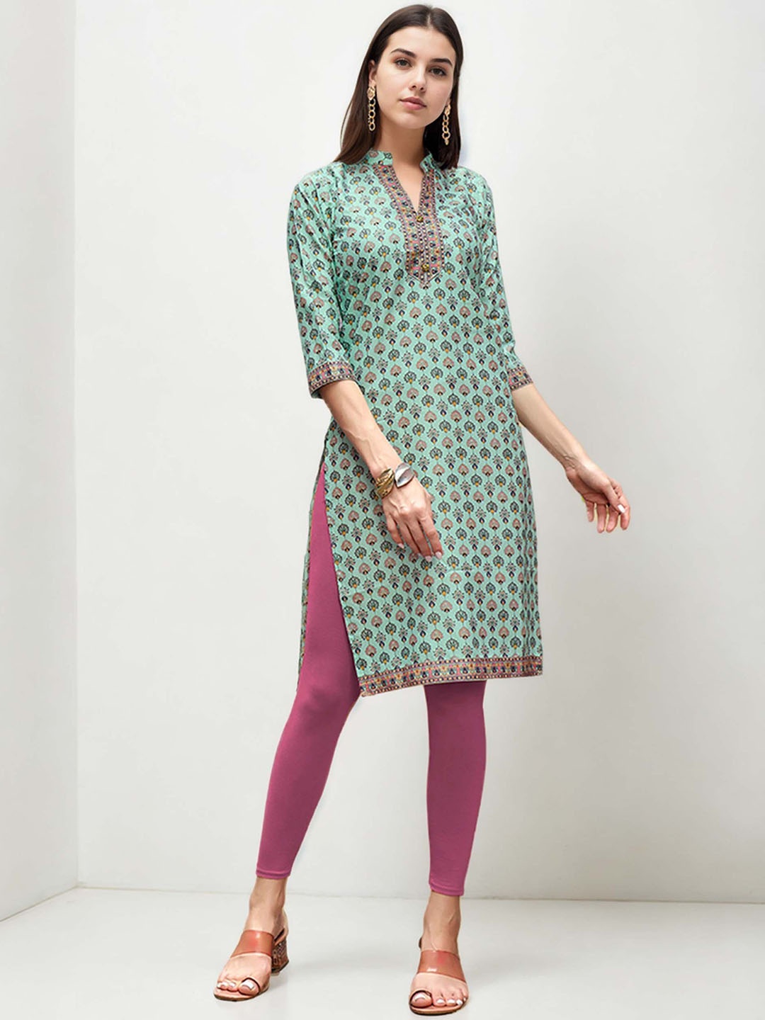 

Anouk Rustic Women Ethnic Motifs Printed Kurta, Sea green