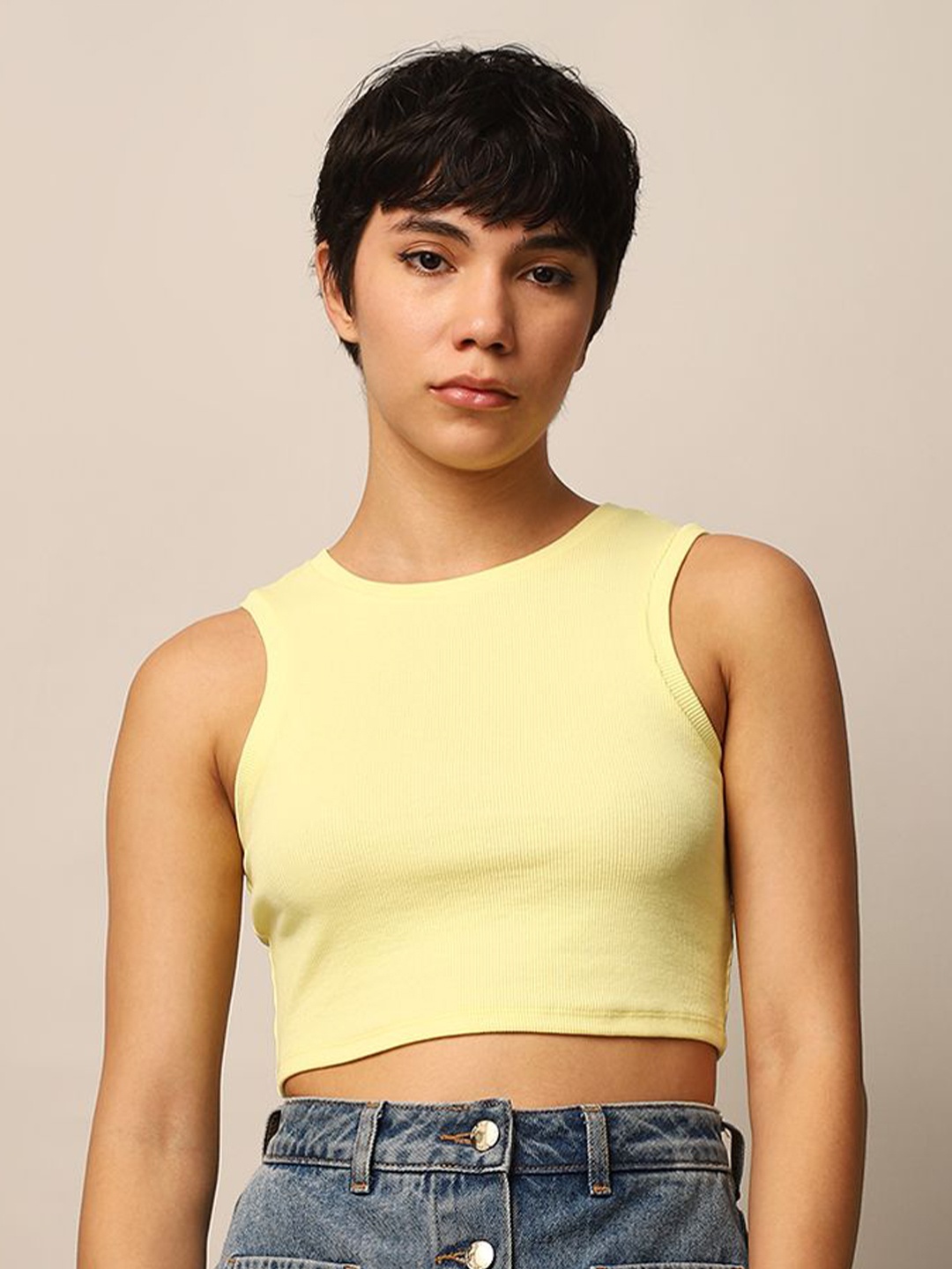 

ONLY Cotton Tank Crop Top, Yellow