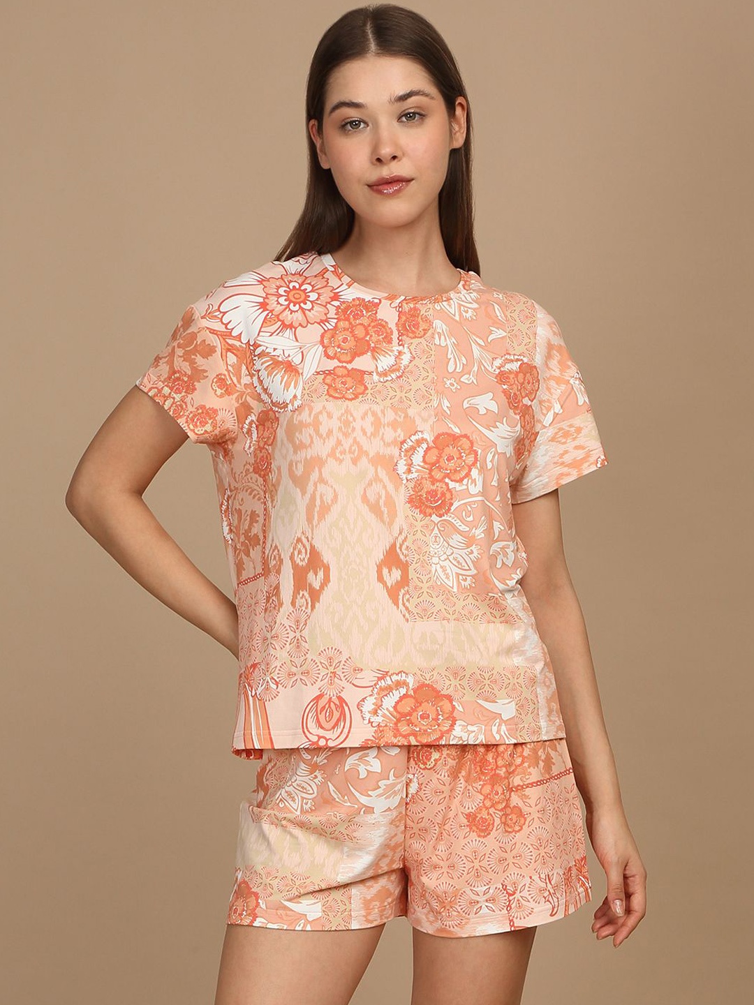

Sweet Dreams Women Printed Night suit, Peach