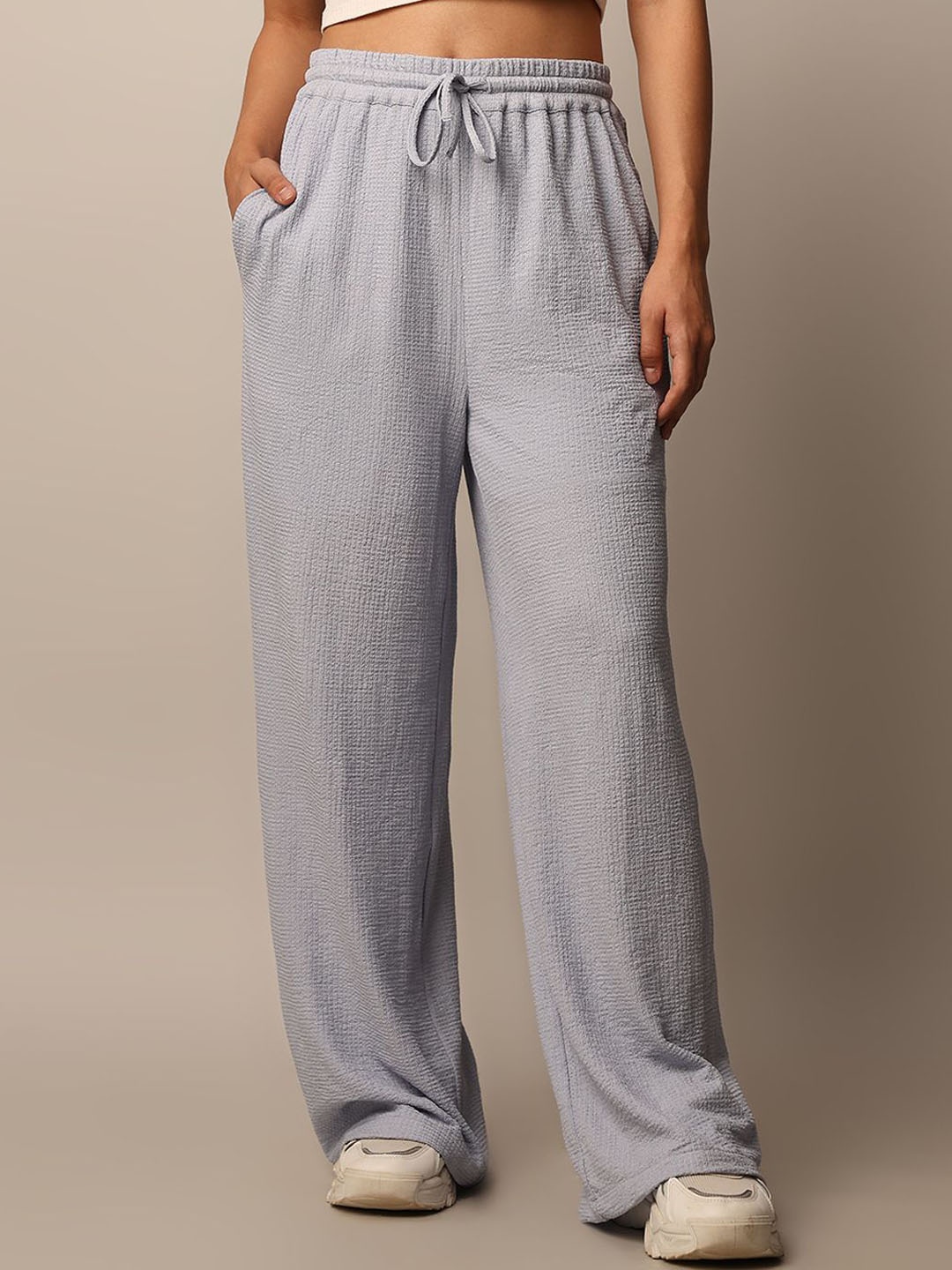 

ONLY Women Textured High-Rise Trousers, Blue