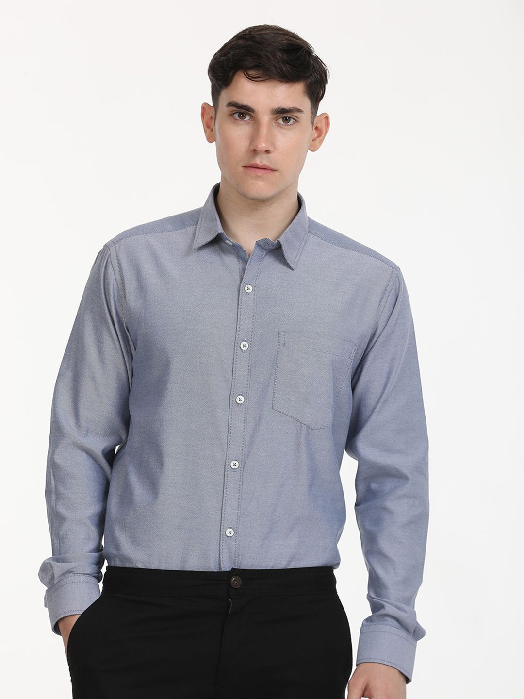 

Copperline Men Comfort Opaque Formal Shirt, Blue