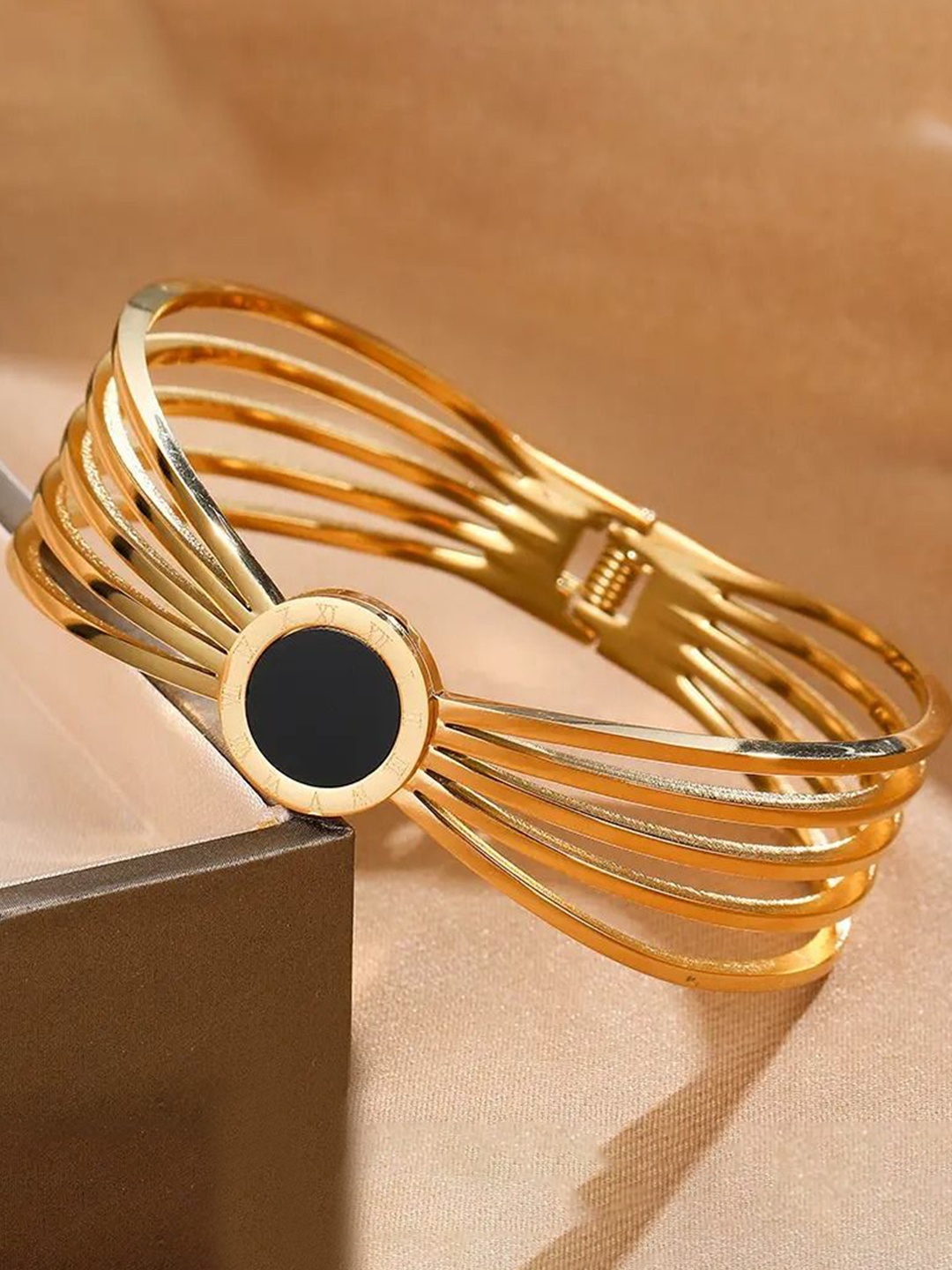 

MEENAZ Women American Diamond Antique Gold-Plated Bangle-Style Bracelet