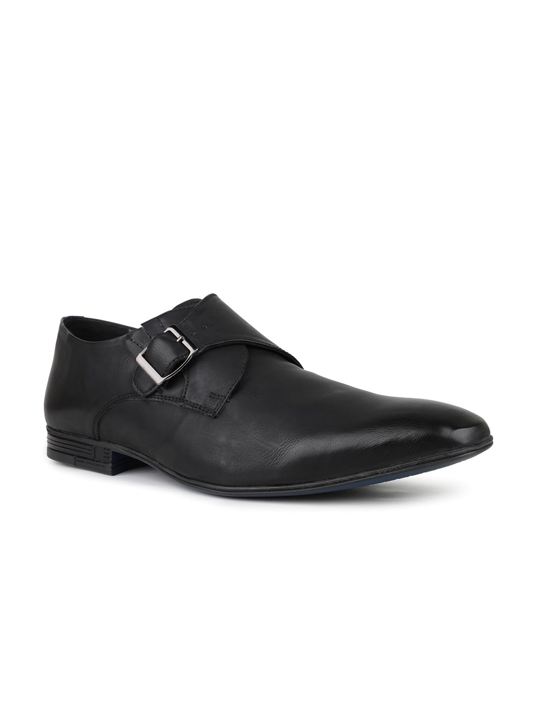 

ATESBER by Inc.5 Men Leather Pointed Toe Formal Monks, Black