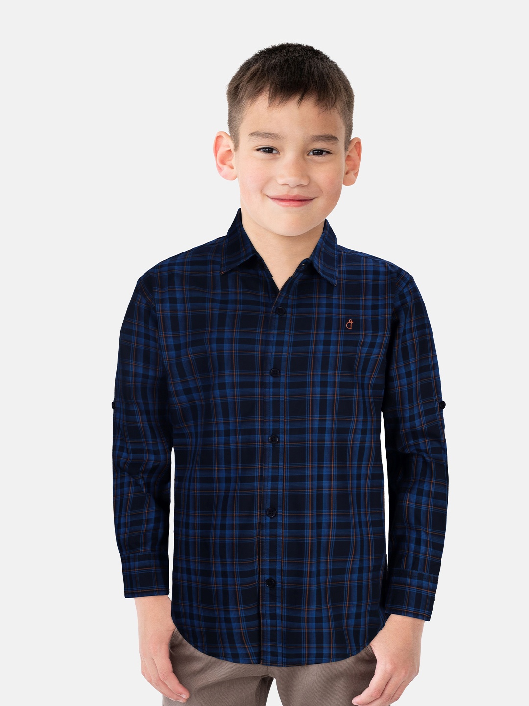 

Gini and Jony Boys Standard Tartan Checks Opaque Checked Casual Shirt, Blue