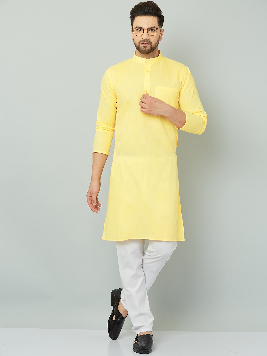 

LEMONX Men Regular Kurta with Pyjamas, Yellow