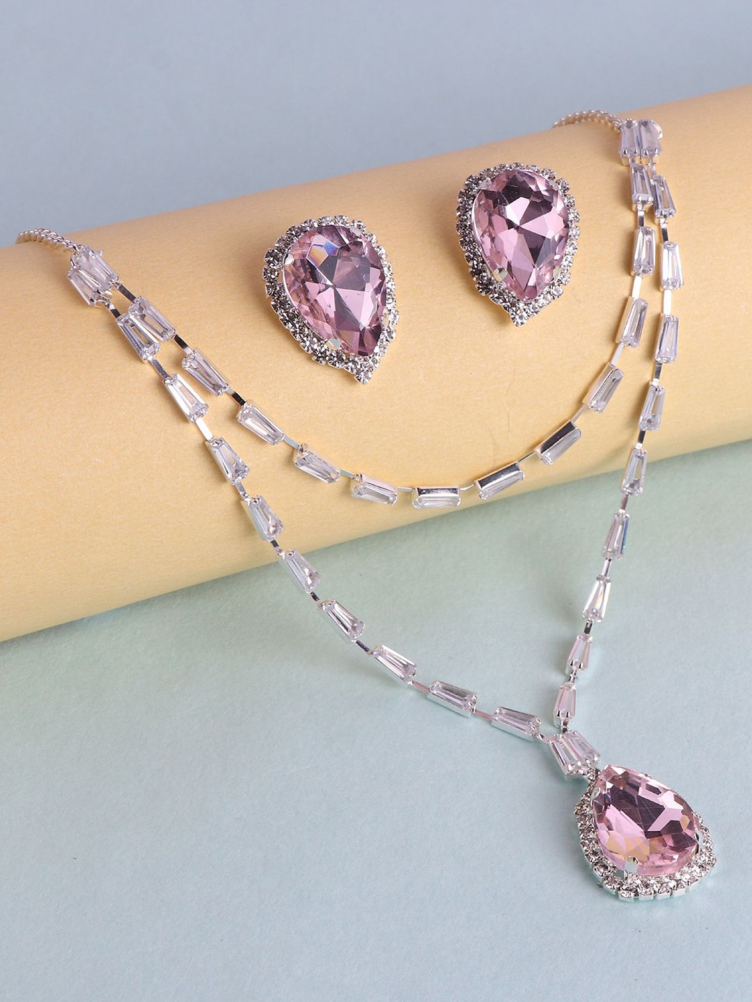 

Keviv Silver-Plated Stone-Studded Jewellery Set