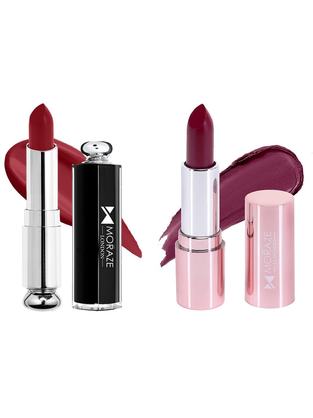 

Moraze London Set Of 2 Long-Lasting Matte Lipsticks - Temptation & Feeling Strong, Maroon