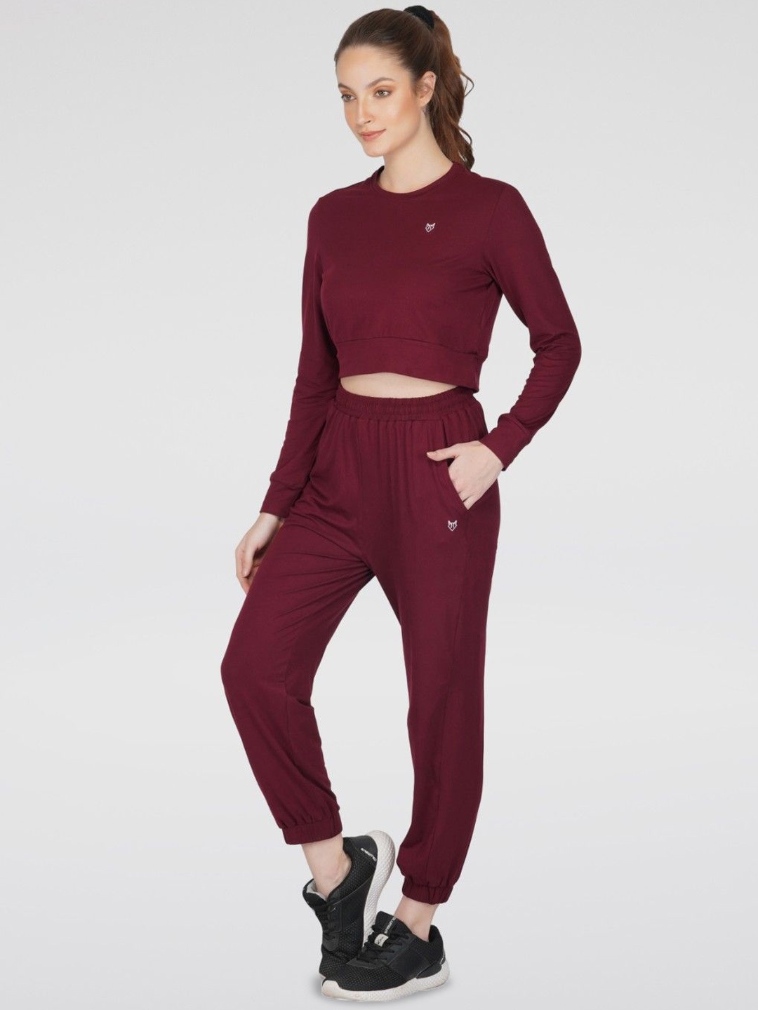 

Body Mechanics Round Neck Sweatshirt with Joggers, Maroon