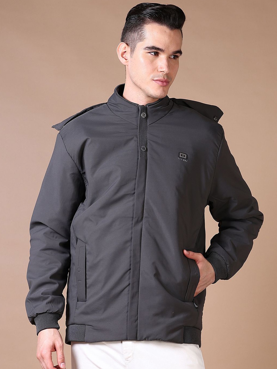 

V-Mart Men Geometric Tailored Jacket, Grey