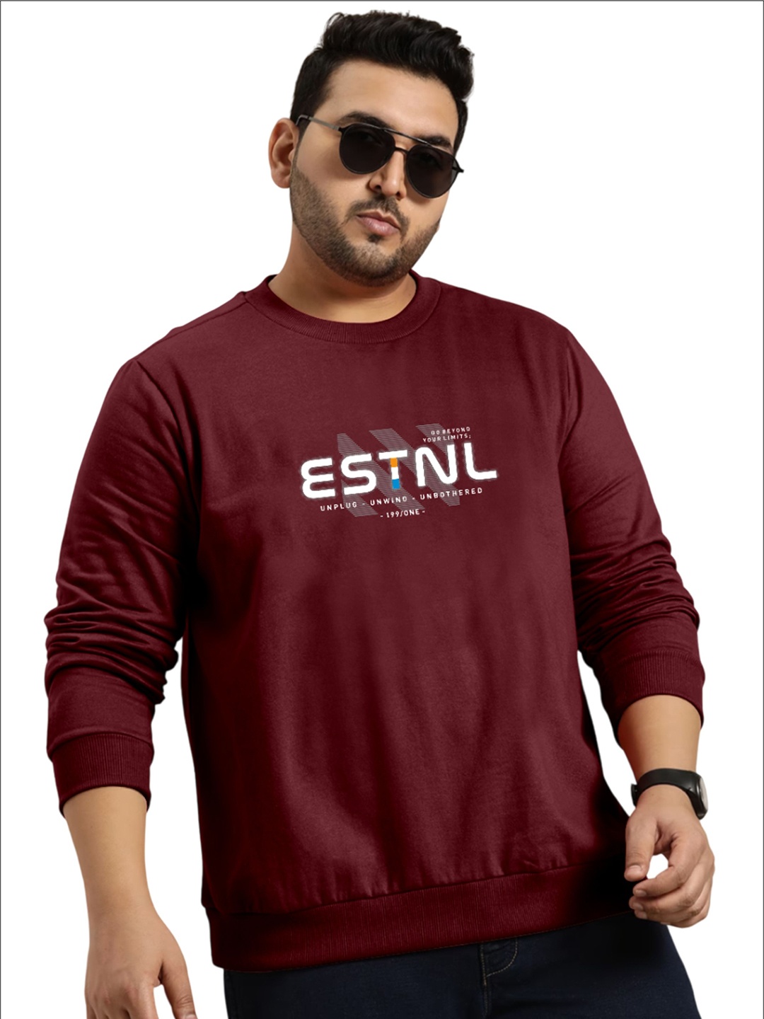 

TAB91 Men Printed Sweatshirt, Maroon