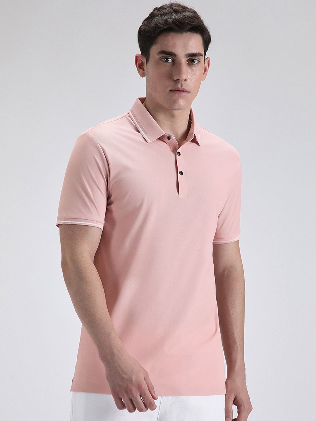 

Banana Club Men Polo Collar Slim Fit T-shirt, Pink