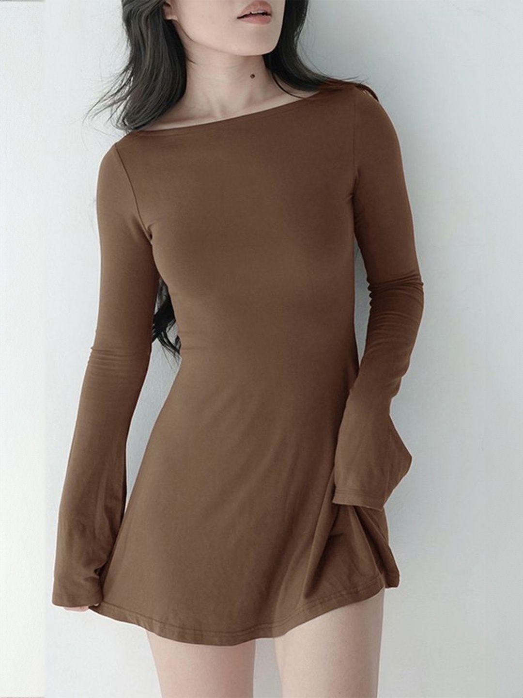 

LULU & SKY Women A-Line Flared Mini Dress, Brown