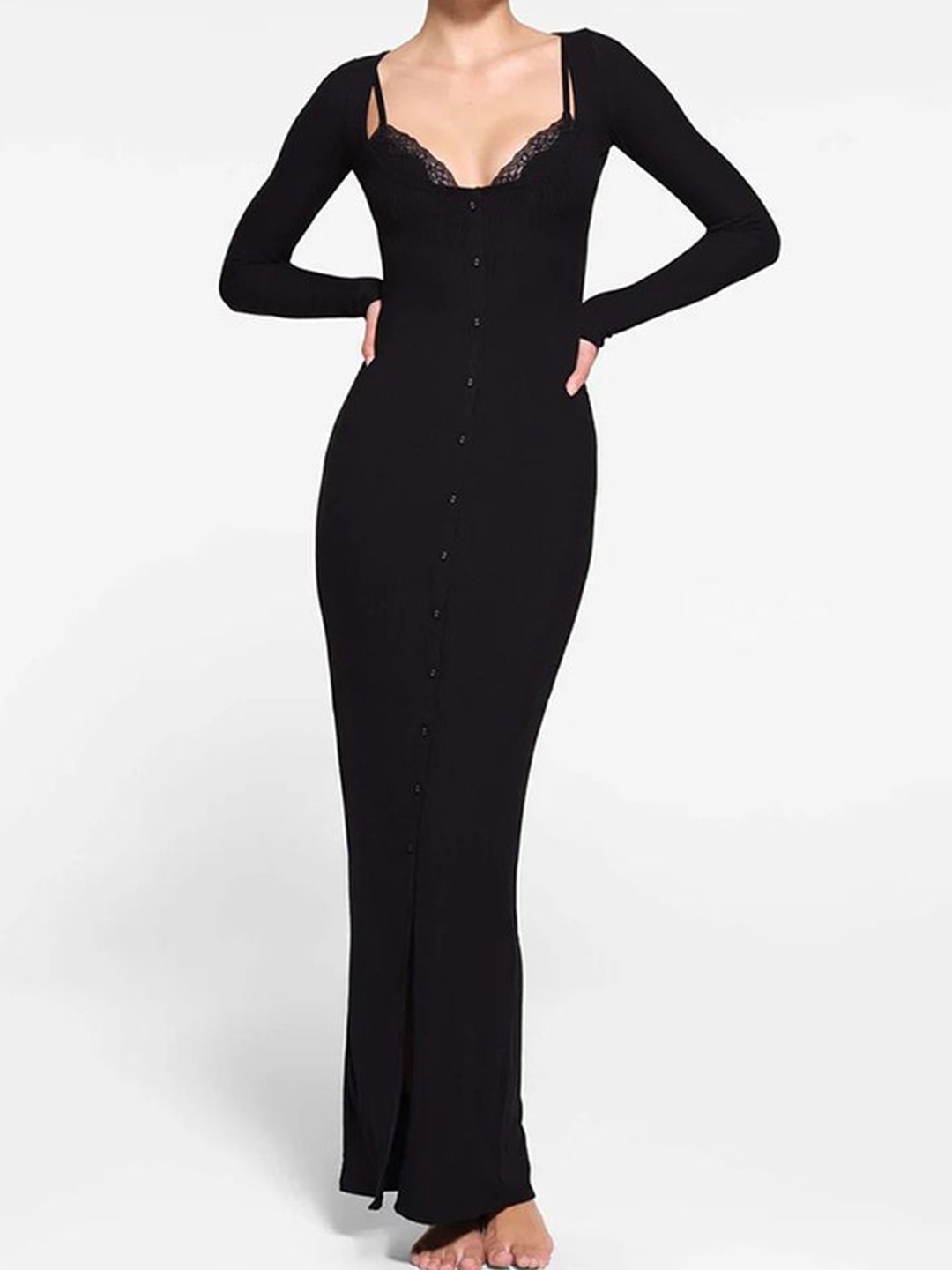

LULU & SKY Women Bodycon Maxi Dress, Black