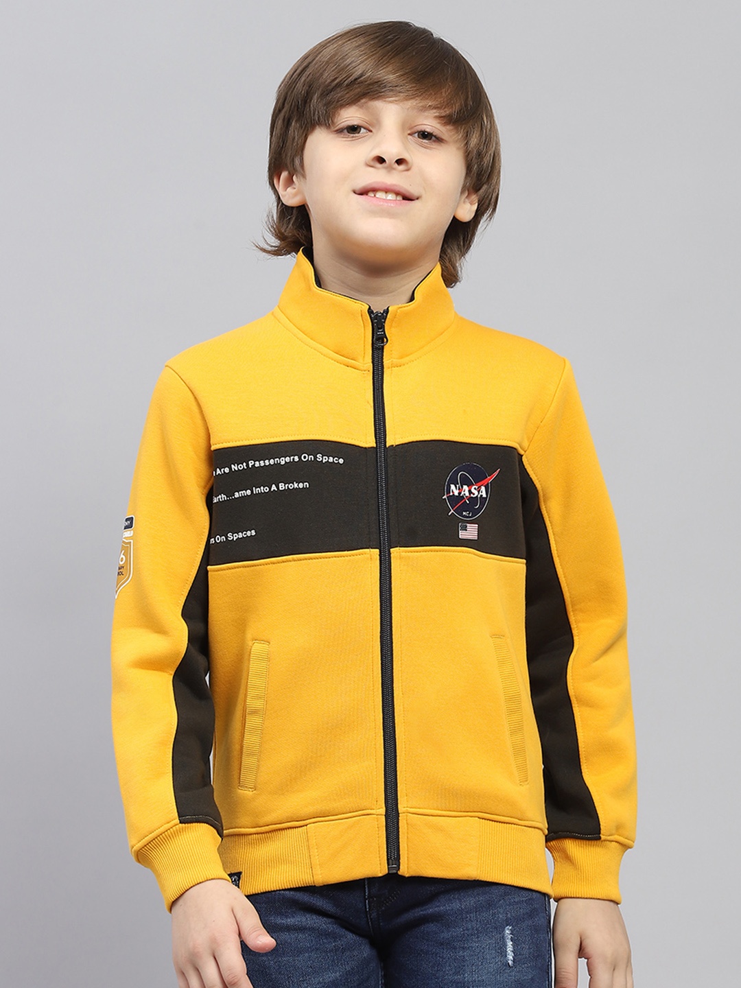 

Monte Carlo Boys NASA Print Stand Collar Sweatshirt, Yellow